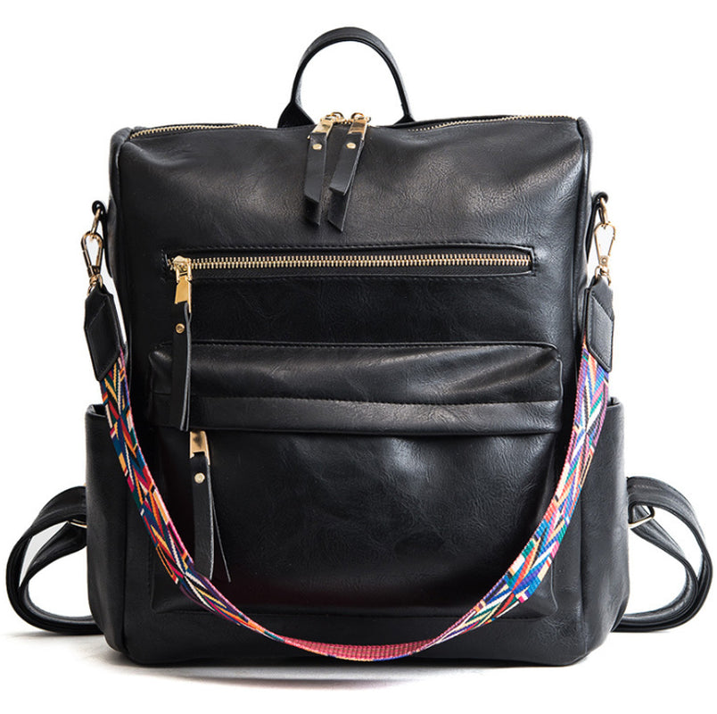 New Retro Backpack College Wind Casual Bag Large Capacity Soft Leather – lachicastore
