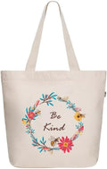  Tote Bag Aesthetic Canvas for Women Large Zipper  with Pocket