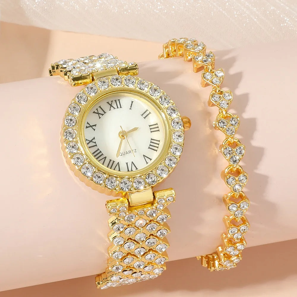 Diamond Women Watches Luxury Fashion Rhinestone Quartz Bracelet Wrist Watch for Women