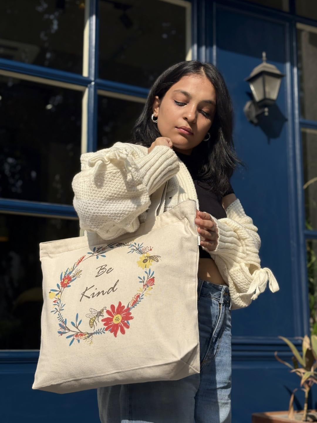  Tote Bag Aesthetic Canvas for Women Large Zipper  with Pocket
