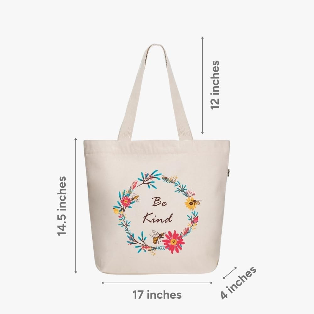  Tote Bag Aesthetic Canvas for Women Large Zipper  with Pocket