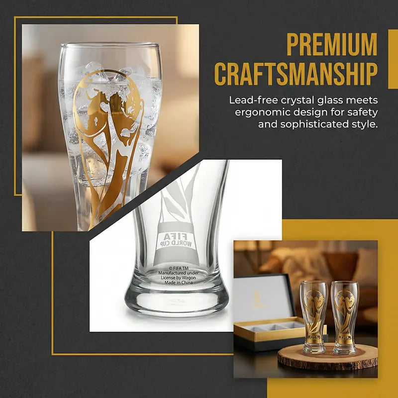 [FIFA World Cup 2026] Officially Licensed Products—Premium Two-Piece Glassware Gift Set, Luxury Souvenir Gift Box Featuring the FIFA Trophy Design, Perfect Gift for Soccer Fans on Birthdays and Holidays, Collectible Home Bar Glassware.