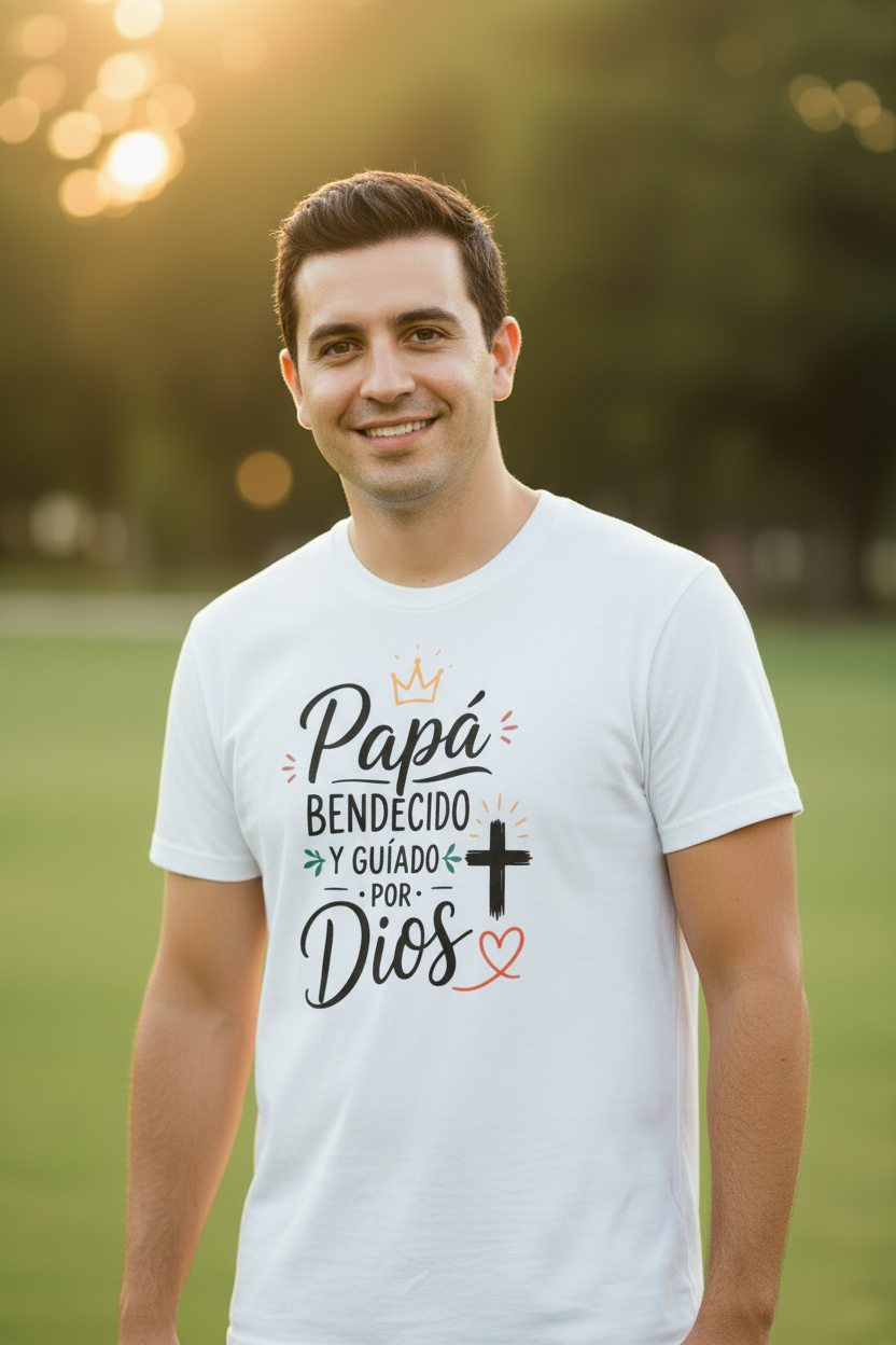 Papá solo con franela cristiana